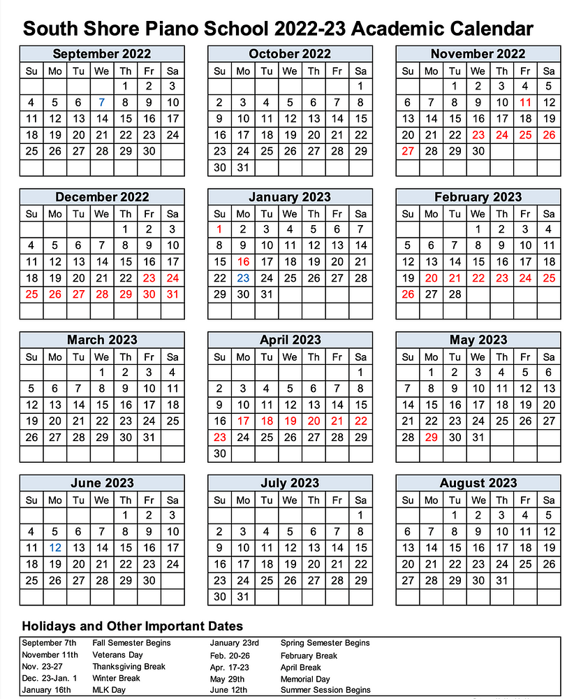 2022-2023 academic calendar